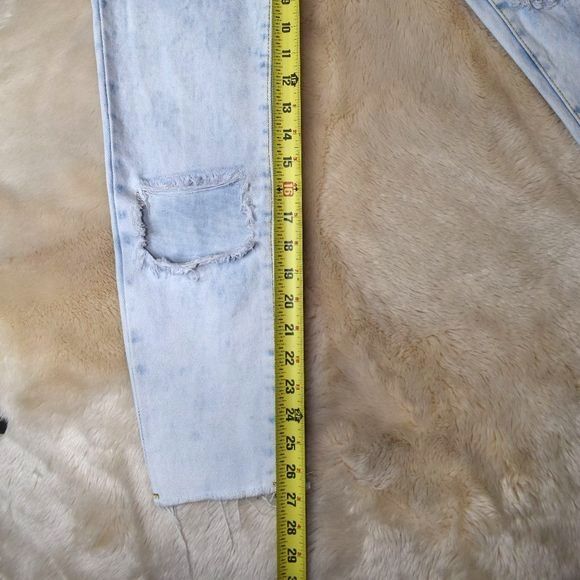 Adika White Acid Washed Denim Destroyed High Rise Jeans  Size Small - Picture 3 of 10